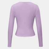 Long Sleeve Fitted Crop Top with Thumbhole Cuffs