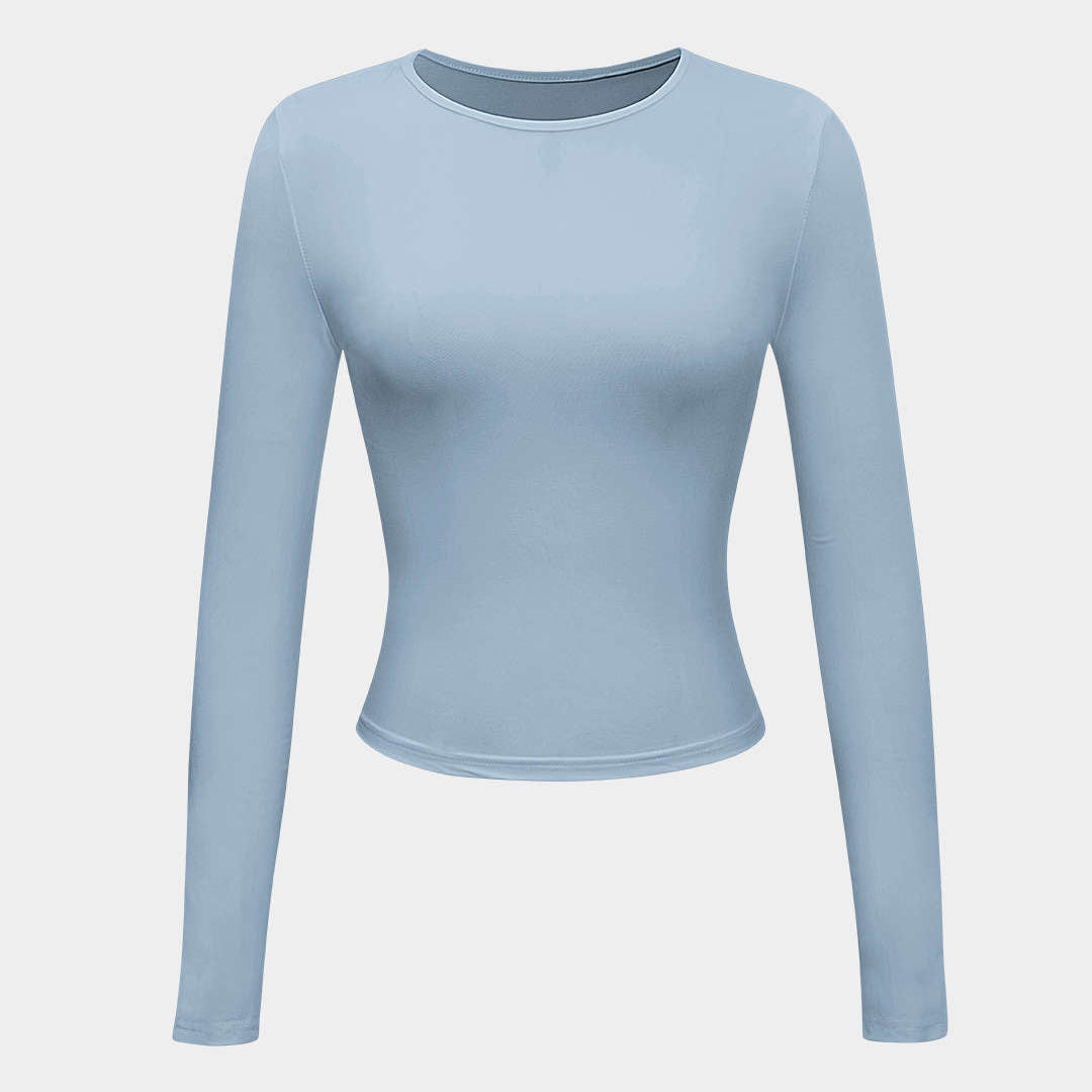 Long Sleeve Fitted Crop Top with Thumbhole Cuffs