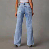 High Waist Straight Leg Denim Jeans with Classic Fit
