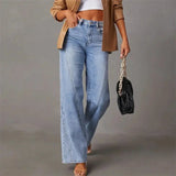 High Waist Straight Leg Denim Jeans with Classic Fit
