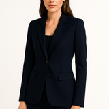 Classic Tailored Single Button Blazer with Structured Fit