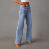 High Waist Straight Leg Denim Jeans with Classic Fit