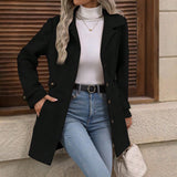 Tailored Button Front Mid Length Coat with Waist Belt