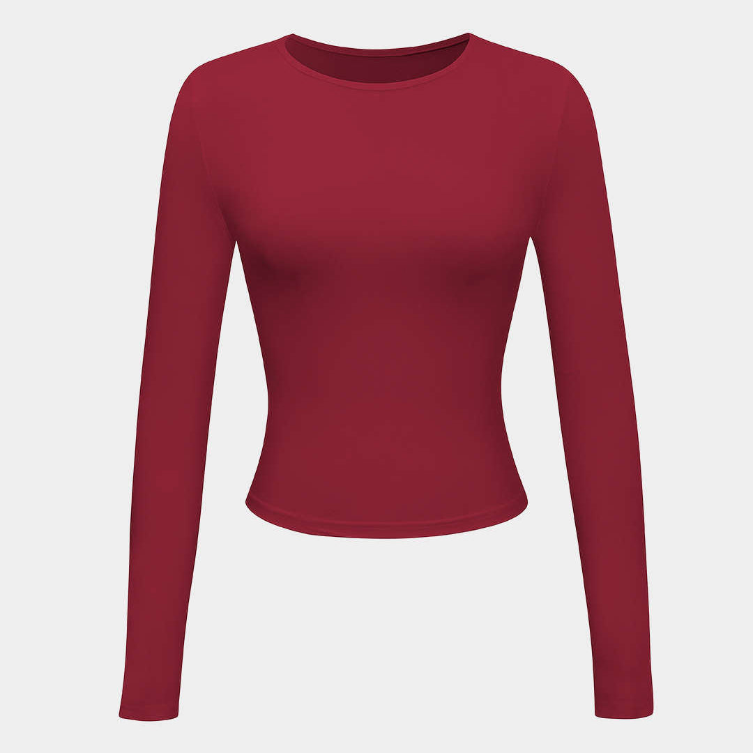 Long Sleeve Fitted Crop Top with Thumbhole Cuffs