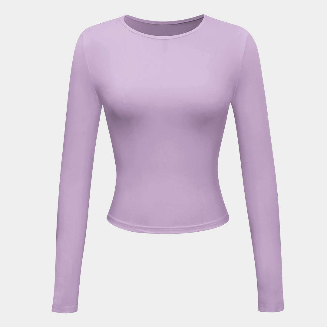 Long Sleeve Fitted Crop Top with Thumbhole Cuffs