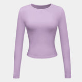 Long Sleeve Fitted Crop Top with Thumbhole Cuffs