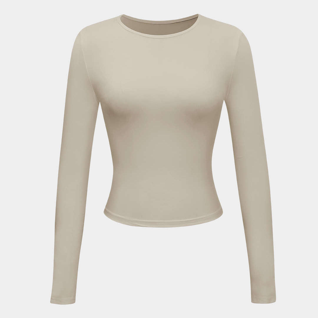 Long Sleeve Fitted Crop Top with Thumbhole Cuffs