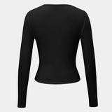 Long Sleeve Fitted Crop Top with Thumbhole Cuffs