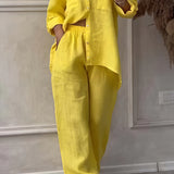 Relaxed Button Down Shirt and Wide Leg Pants Set