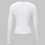 Long Sleeve Fitted Crop Top with Thumbhole Cuffs