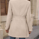 Tailored Button Front Mid Length Coat with Waist Belt