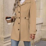 Tailored Button Front Mid Length Coat with Waist Belt