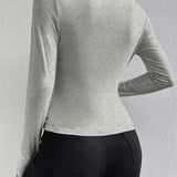 Asymmetrical Ruched Long Sleeve Fitted Top