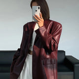 Oversized Faux Leather Blazer with Tailored Structure