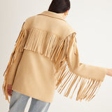 Fringe Detail Western Style Button Front Jacket