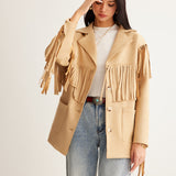 Fringe Detail Western Style Button Front Jacket