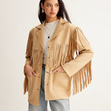 Fringe Detail Western Style Button Front Jacket