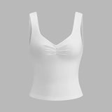 Square Neck Fitted Sleeveless Top with Ruched Bust