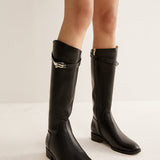 Buckle Detail Knee High Riding Boots