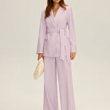 Belted Tailored Blazer with Wrap Front Design