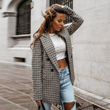 Double Breasted Houndstooth Tailored Blazer Jacket