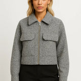 Structured Zip Front Jacket with Utility Pockets