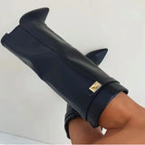 Pointed Toe Low Heel Knee High Boots