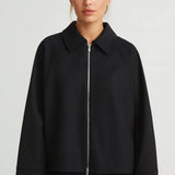 Minimal Zip Front Jacket with Relaxed Fit