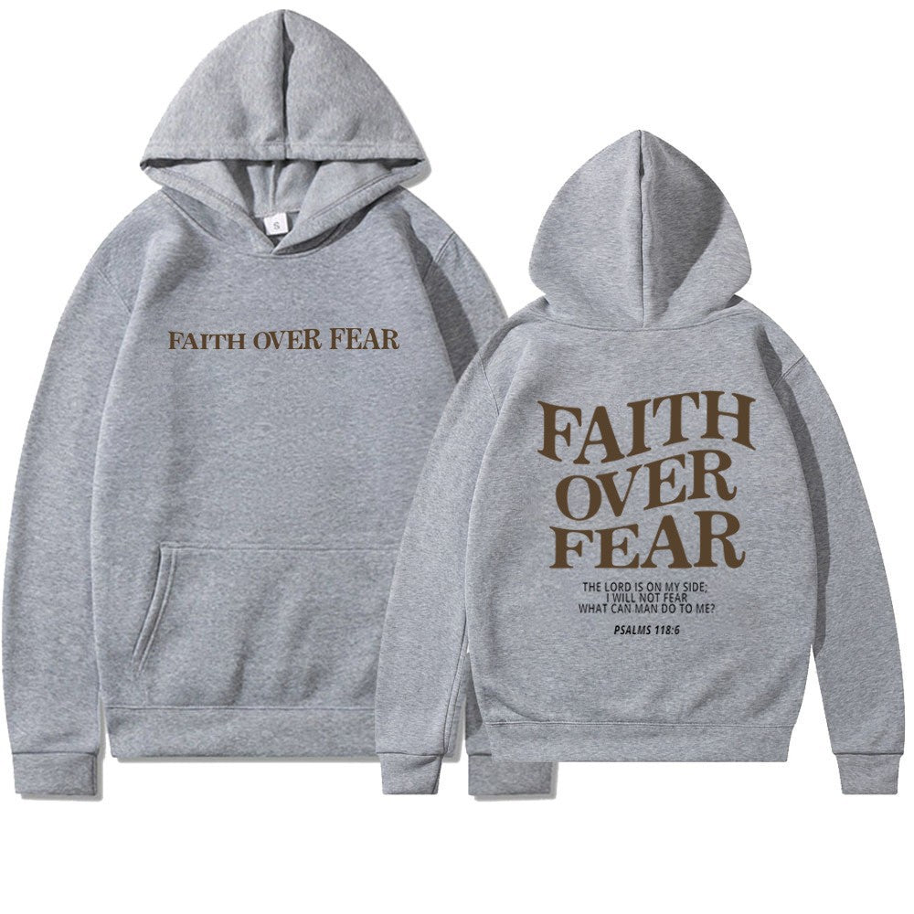 Faith Over Fear Inspirational Hoodie with Relaxed Fit