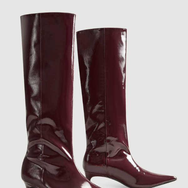 Pointed Toe Mid Heel Knee High Boots
