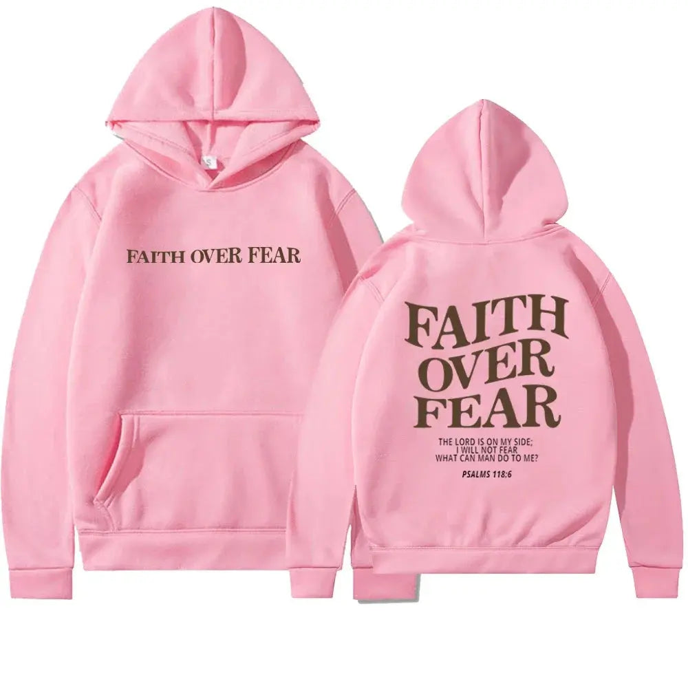 Faith Over Fear Inspirational Hoodie with Relaxed Fit