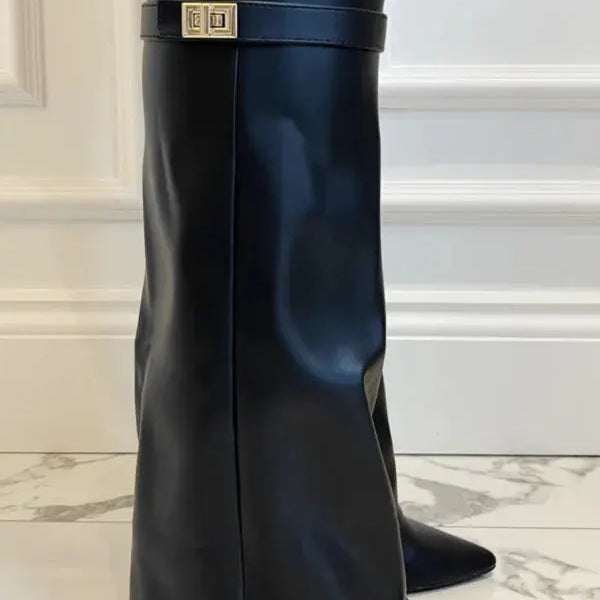 Pointed Toe Low Heel Knee High Boots