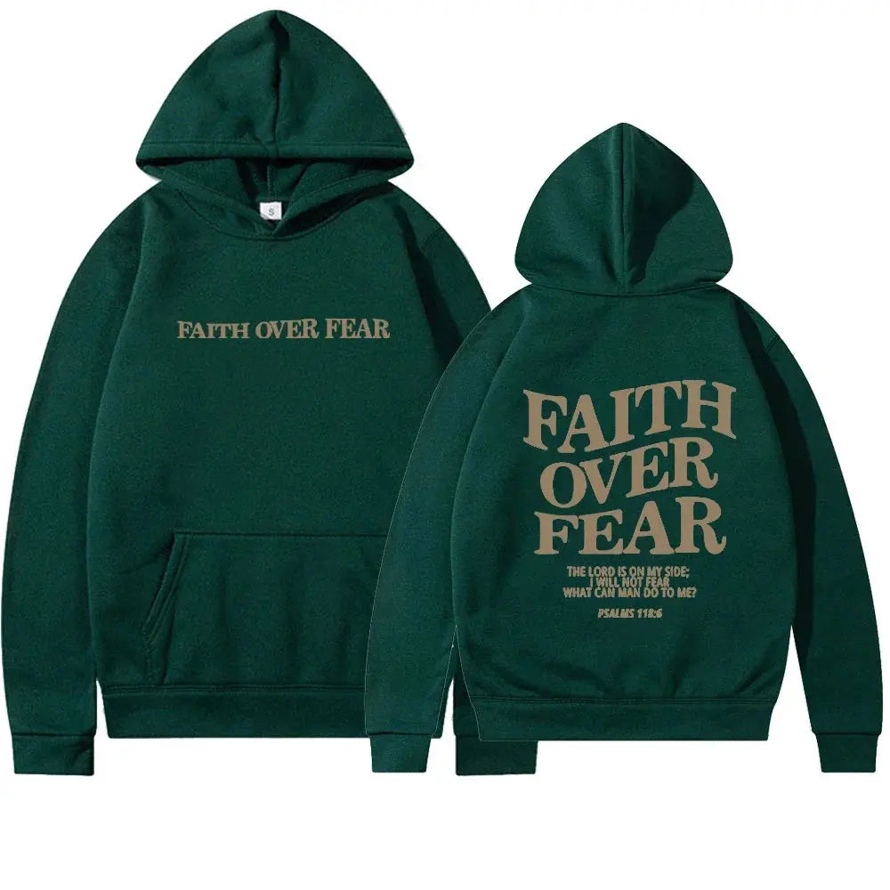 Faith Over Fear Inspirational Hoodie with Relaxed Fit