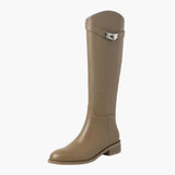 Buckle Detail Knee High Riding Boots