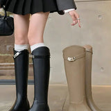 Buckle Detail Knee High Riding Boots
