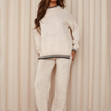Contrast Trim Knit Lounge Set with Sweater and Pants