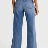 High Waist Wide Leg Denim Jeans with Raw Hem