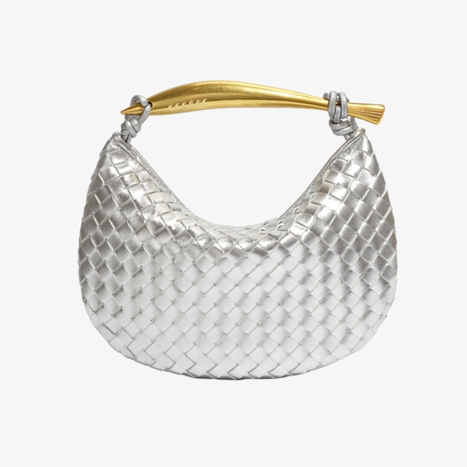 Woven Crescent Handle Statement Bag