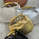 Woven Crescent Handle Statement Bag