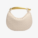 Woven Crescent Handle Statement Bag