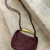 Woven Crescent Handle Statement Bag