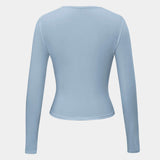 Long Sleeve Fitted Crop Top with Thumbhole Cuffs