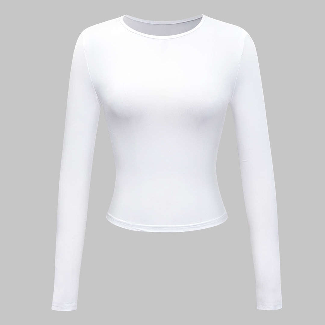 Long Sleeve Fitted Crop Top with Thumbhole Cuffs