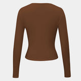 Long Sleeve Fitted Crop Top with Thumbhole Cuffs
