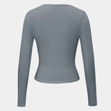Long Sleeve Fitted Crop Top with Thumbhole Cuffs