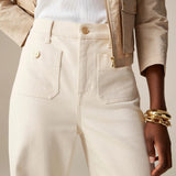 High Waist Wide Leg Denim Pants with Utility Pockets