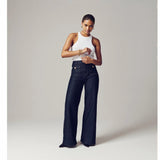 High Waist Wide Leg Denim Pants with Utility Pockets