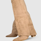 Pointed Toe Low Heel Knee High Boots