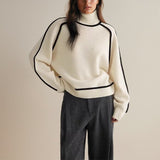 Contrast Trim Turtleneck Knit Sweater