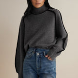 Contrast Trim Turtleneck Knit Sweater